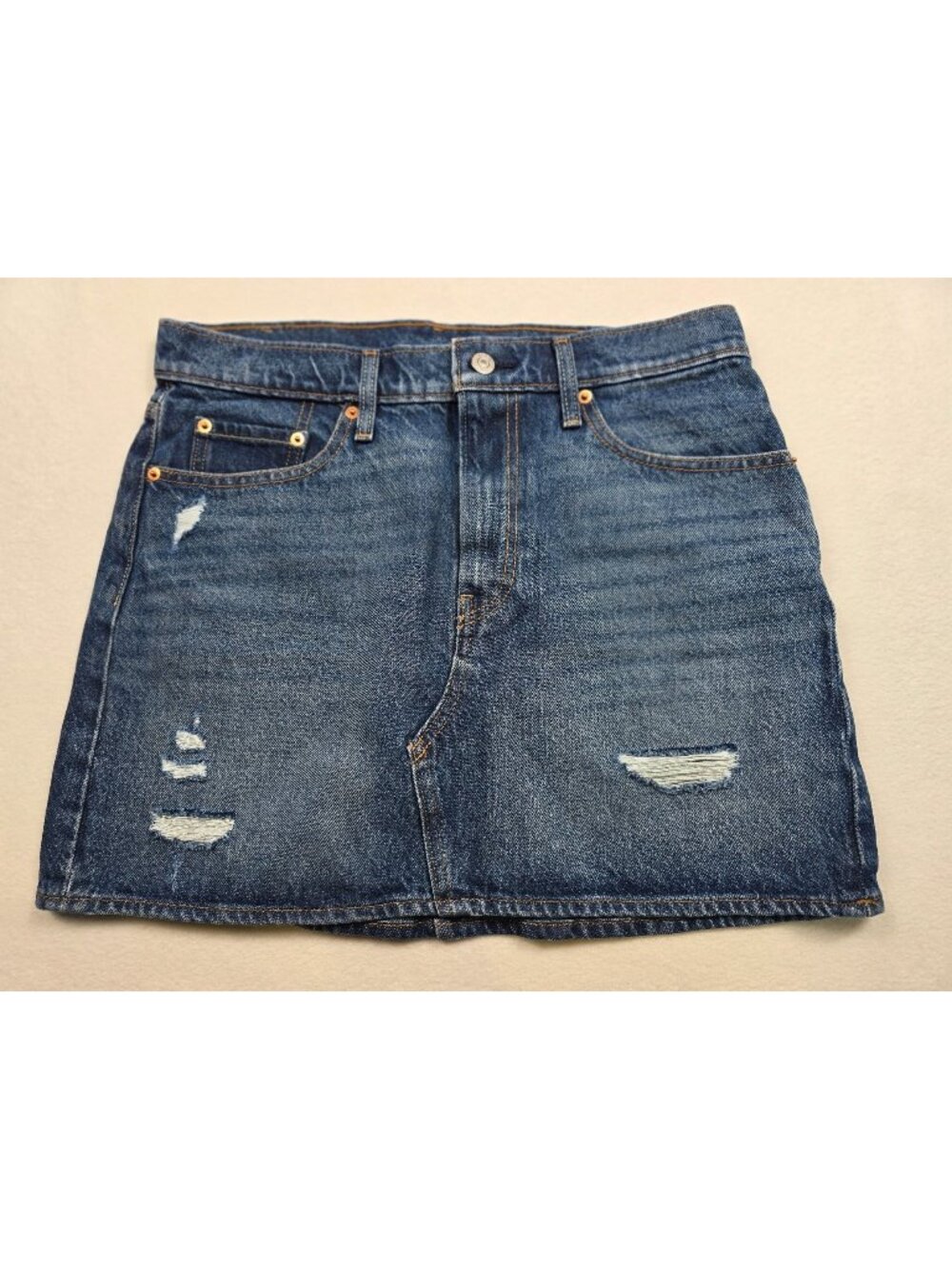Levis Womens 29 Distressed Denim Skirt Blue